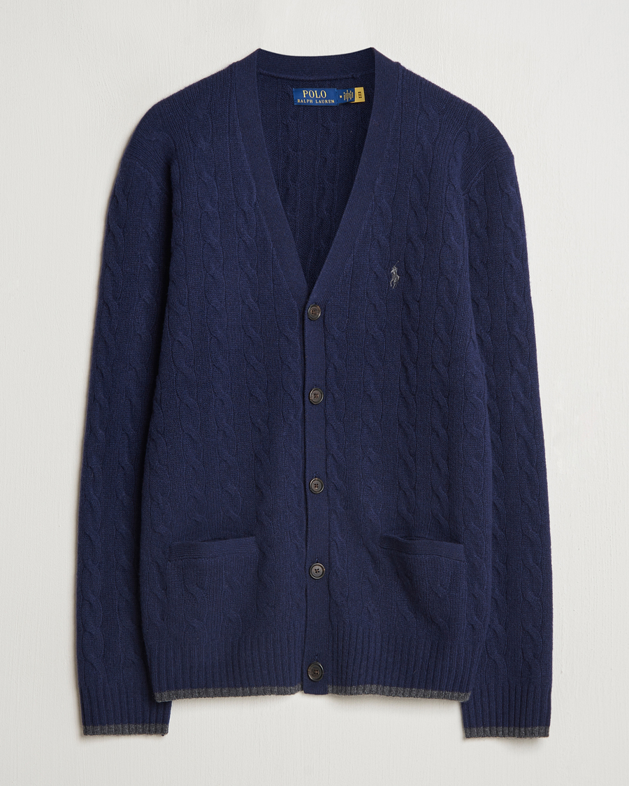 Herr | Tröjor | Polo Ralph Lauren | Wool/Cashmere Cable Cardigan Hunter Navy
