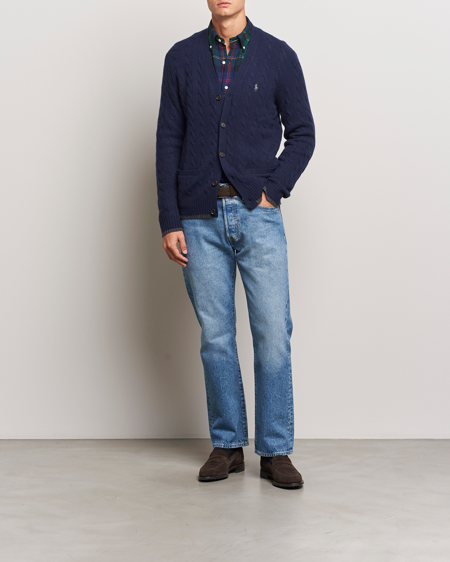 Herr | Tröjor | Polo Ralph Lauren | Wool/Cashmere Cable Cardigan Hunter Navy