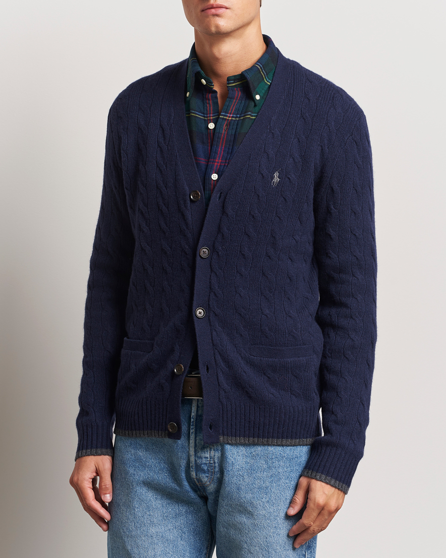 Herr | Tröjor | Polo Ralph Lauren | Wool/Cashmere Cable Cardigan Hunter Navy