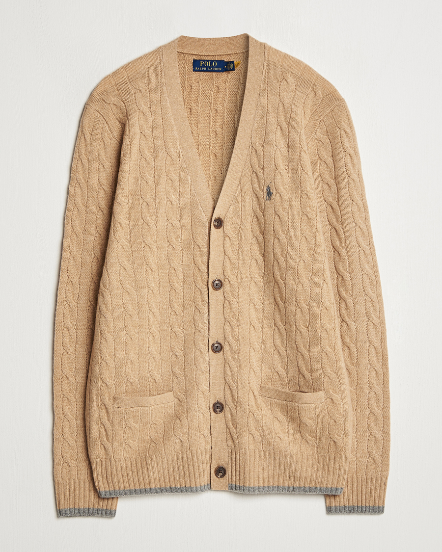 Herr | Tröjor | Polo Ralph Lauren | Wool/Cashmere Cable Cardigan Camel Melange