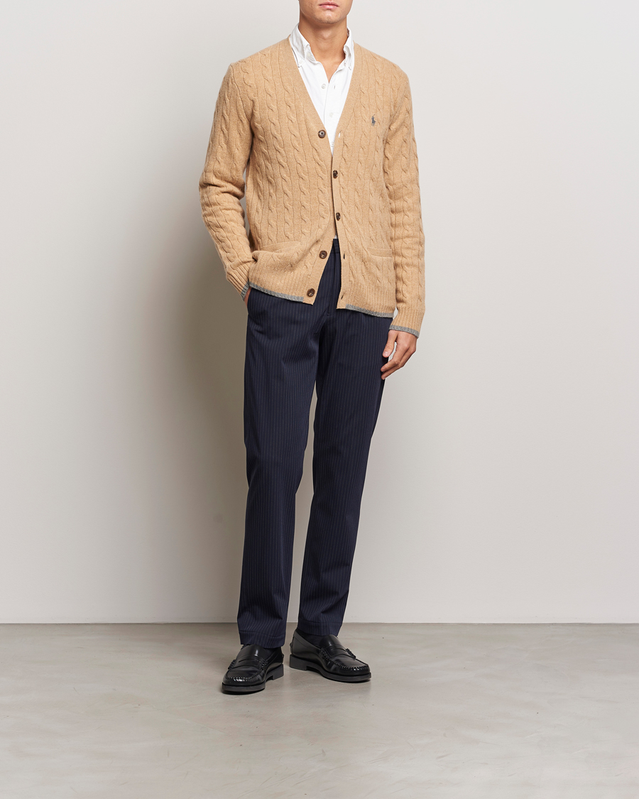 Herr | Tröjor | Polo Ralph Lauren | Wool/Cashmere Cable Cardigan Camel Melange