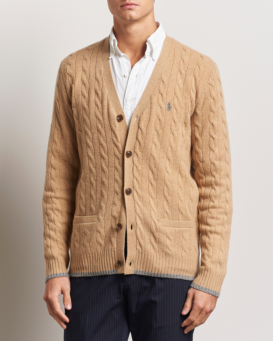 Herr | Tröjor | Polo Ralph Lauren | Wool/Cashmere Cable Cardigan Camel Melange