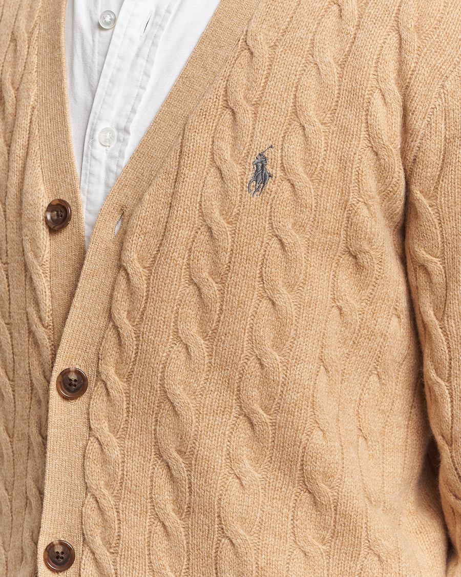 Herr | Tröjor | Polo Ralph Lauren | Wool/Cashmere Cable Cardigan Camel Melange