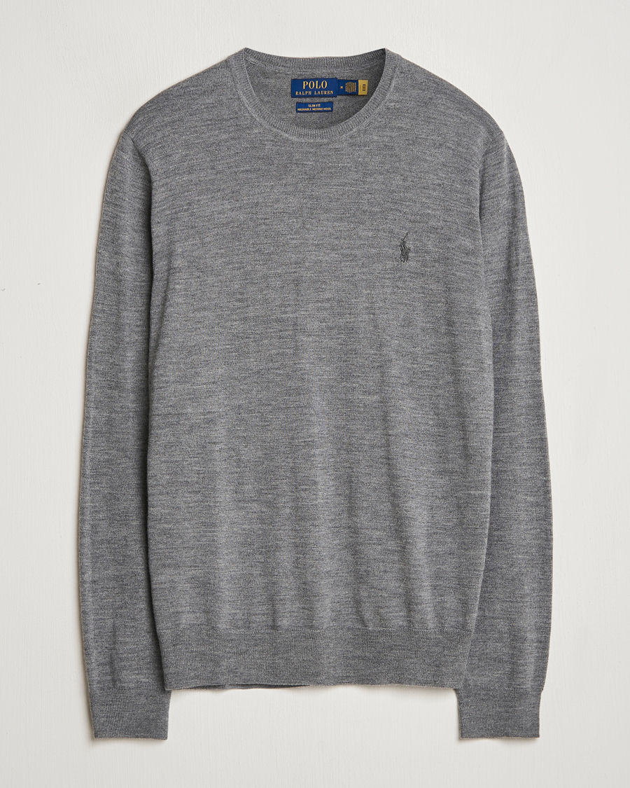 Herr | Tröjor | Polo Ralph Lauren | Merino Crew Neck Pullover Fawn Grey Heather