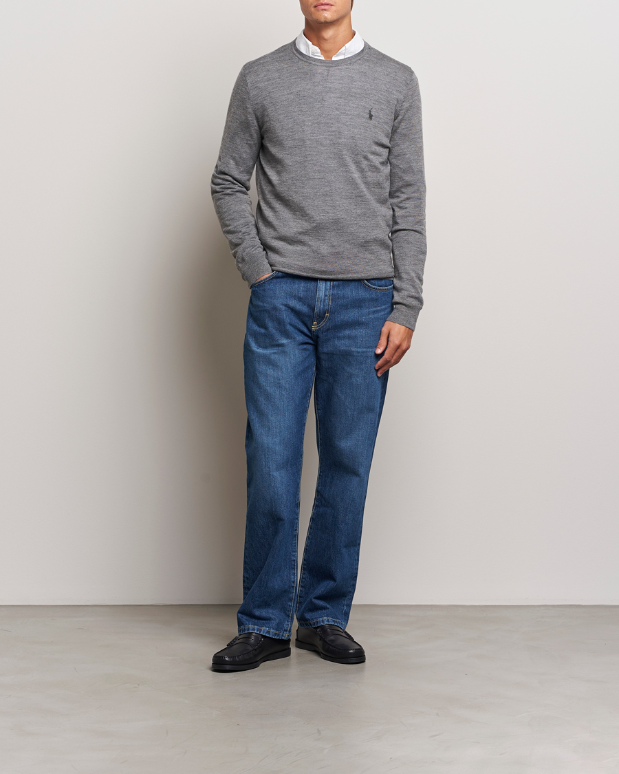 Herr | Tröjor | Polo Ralph Lauren | Merino Crew Neck Pullover Fawn Grey Heather