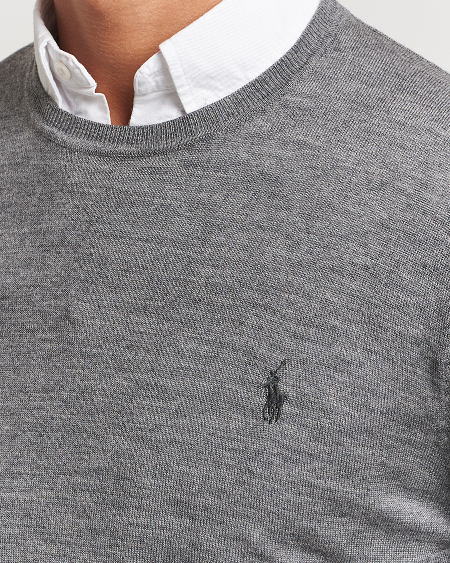 Herr | Tröjor | Polo Ralph Lauren | Merino Crew Neck Pullover Fawn Grey Heather
