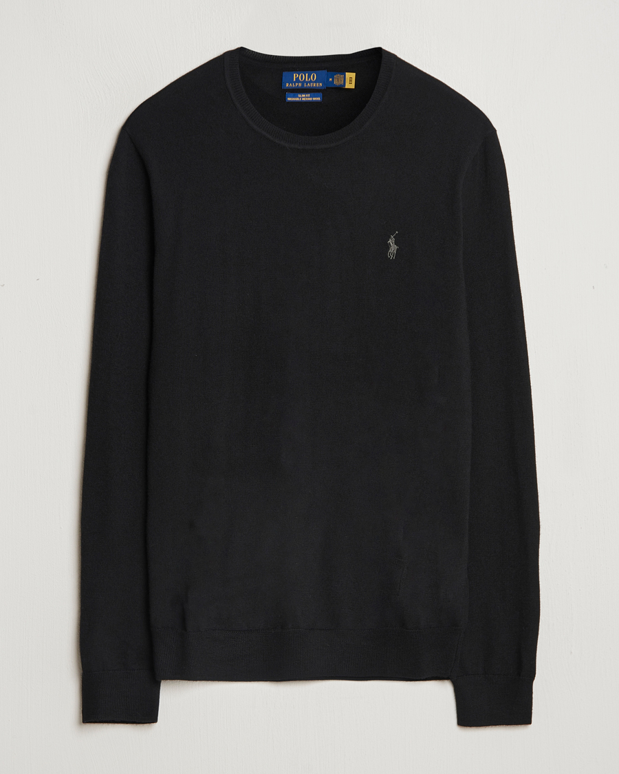 Herr | Tröjor | Polo Ralph Lauren | Merino Crew Neck Pullover Polo Black