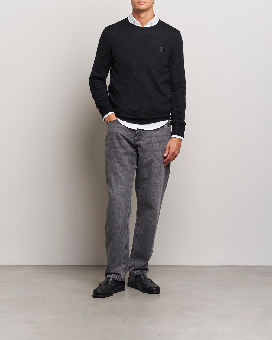 Herr | Tröjor | Polo Ralph Lauren | Merino Crew Neck Pullover Polo Black