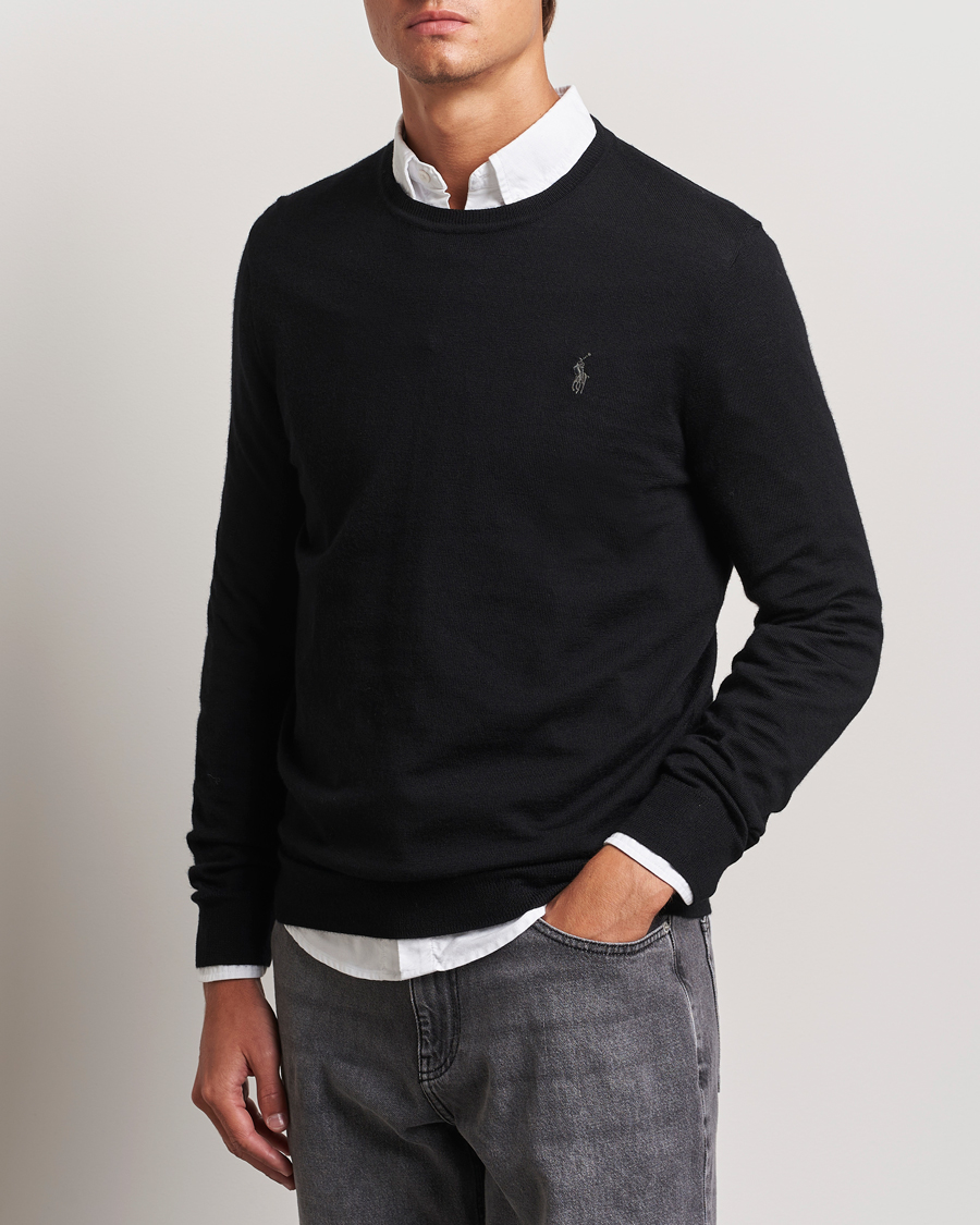 Herr | Tröjor | Polo Ralph Lauren | Merino Crew Neck Pullover Polo Black