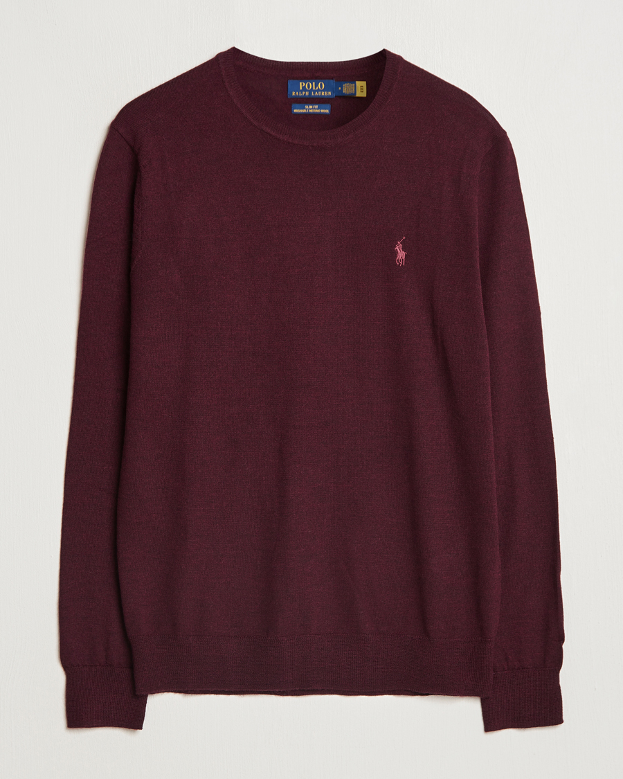 Herr | Tröjor | Polo Ralph Lauren | Merino Crew Neck Pullover Aged Wine Heather