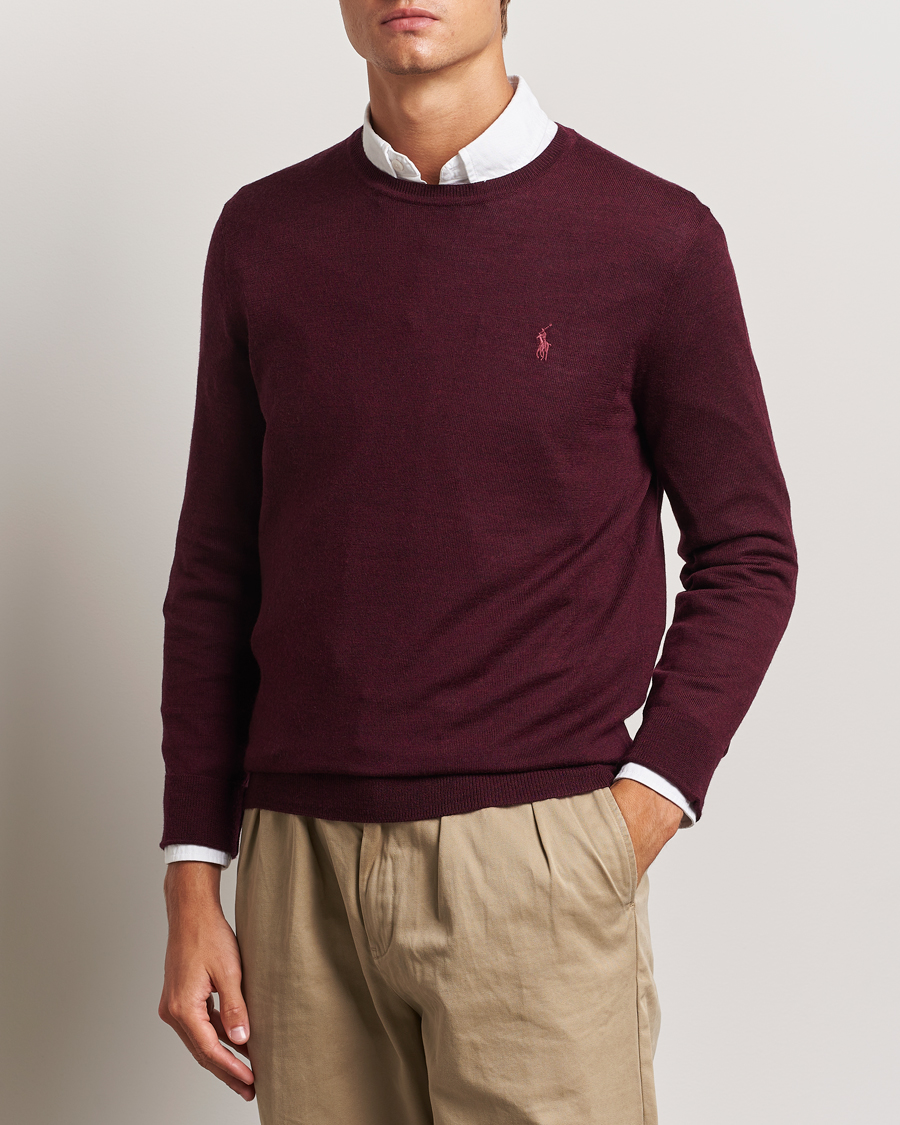 Herr | Tröjor | Polo Ralph Lauren | Merino Crew Neck Pullover Aged Wine Heather