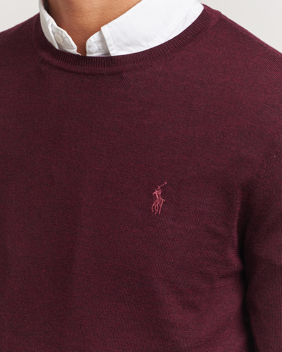 Herr | Tröjor | Polo Ralph Lauren | Merino Crew Neck Pullover Aged Wine Heather