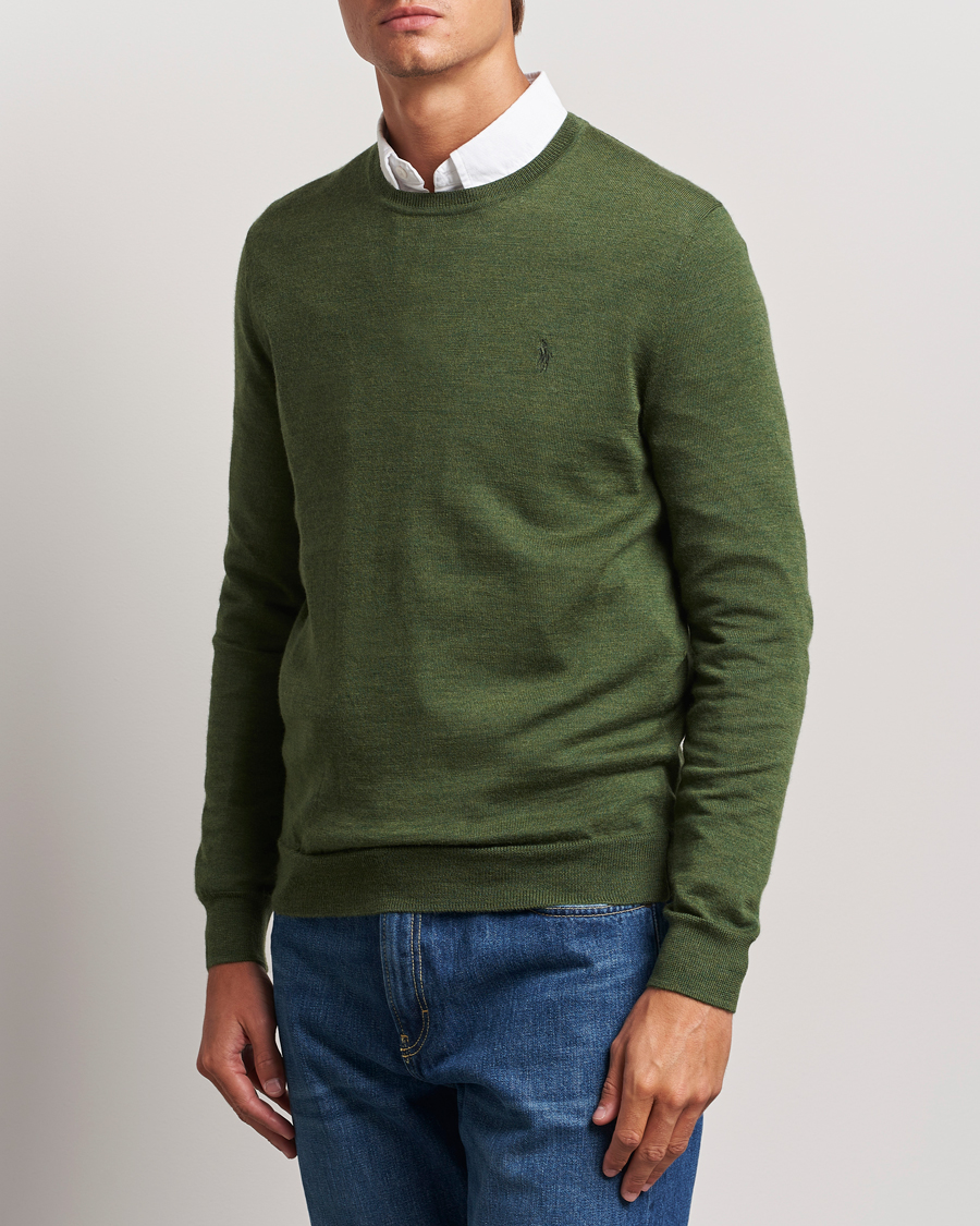 Herr | Tröjor | Polo Ralph Lauren | Merino Crew Neck Pullover Classic Olive Heather