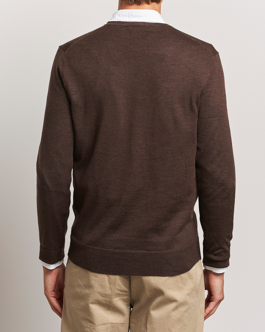 Herr | Tröjor | Polo Ralph Lauren | Merino Crew Neck Pullover Cacao Brown Heather