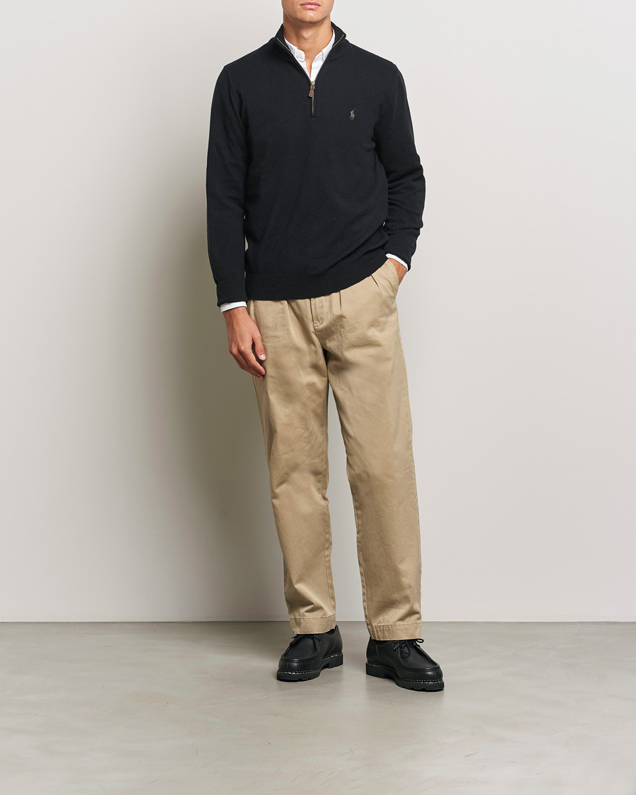 Herr | Tröjor | Polo Ralph Lauren | Merino Half-Zip Sweater Polo Black