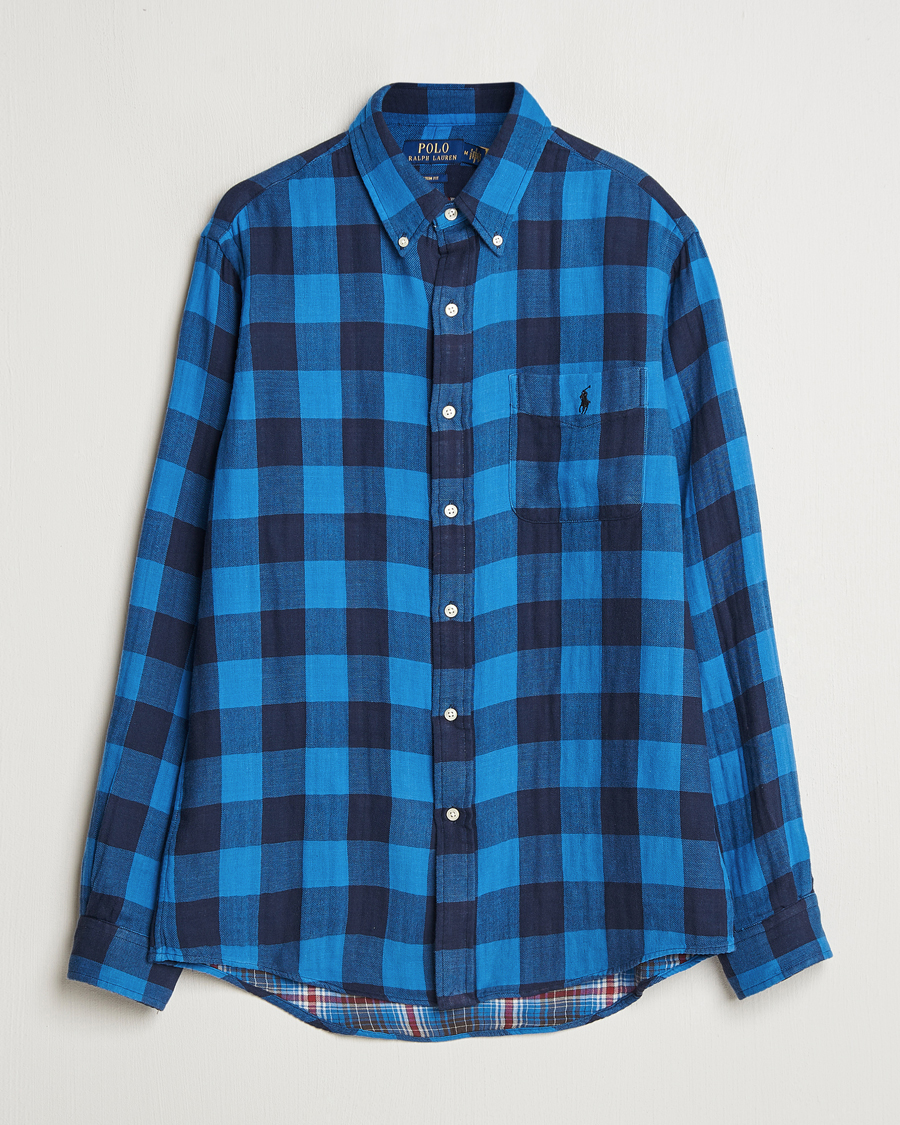 Herr | Skjortor | Polo Ralph Lauren | Double Face Custom Fit Check Shirt Royal/Black