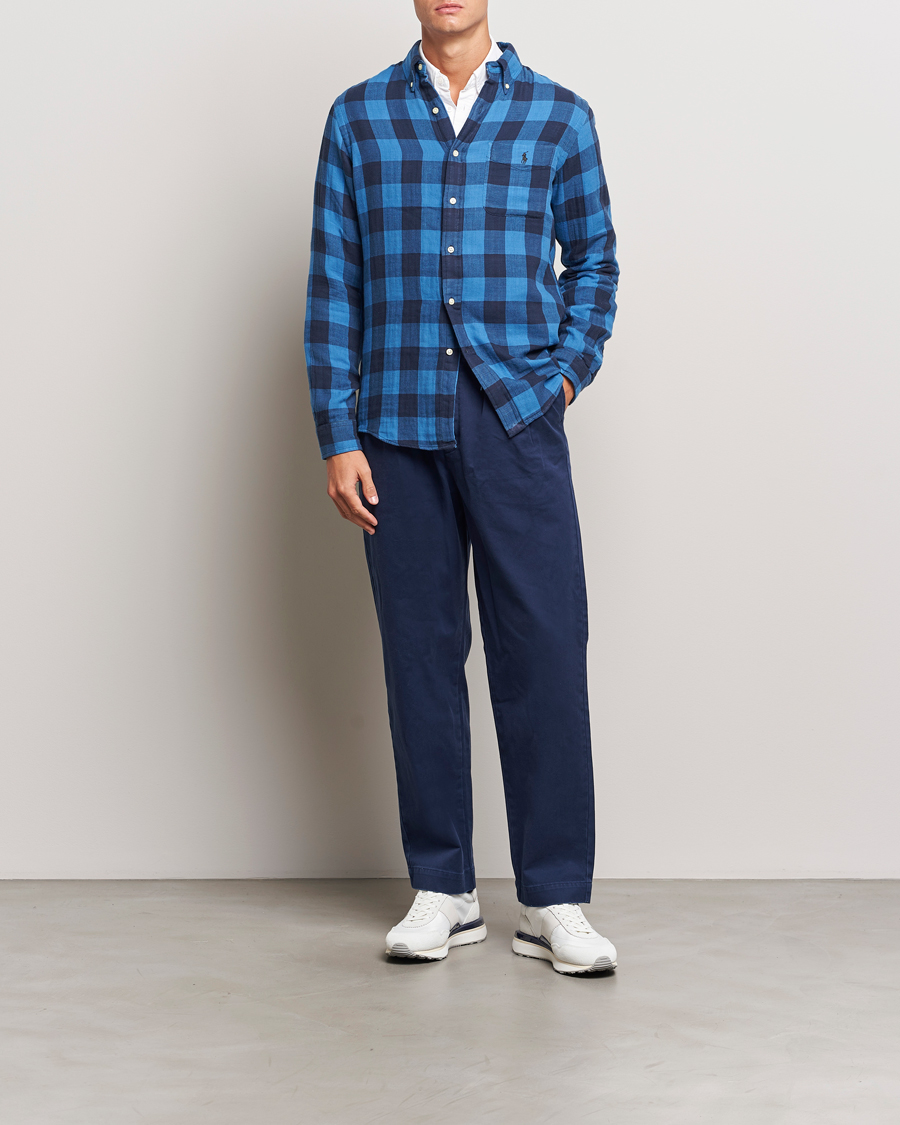 Herr | Skjortor | Polo Ralph Lauren | Double Face Custom Fit Check Shirt Royal/Black