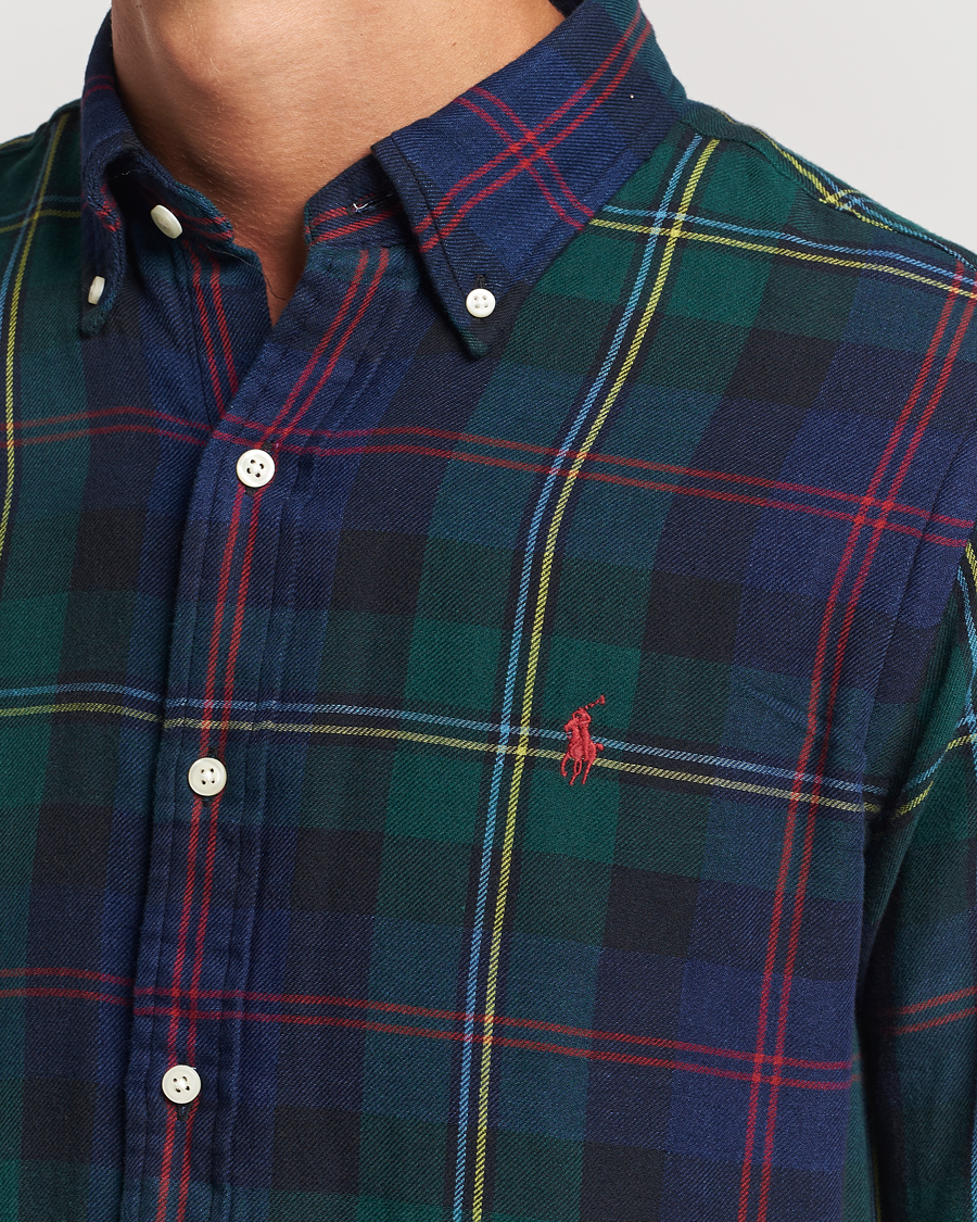 Herr | Skjortor | Polo Ralph Lauren | Custom Fit Double Faced Checked Shirt Green/Indigo
