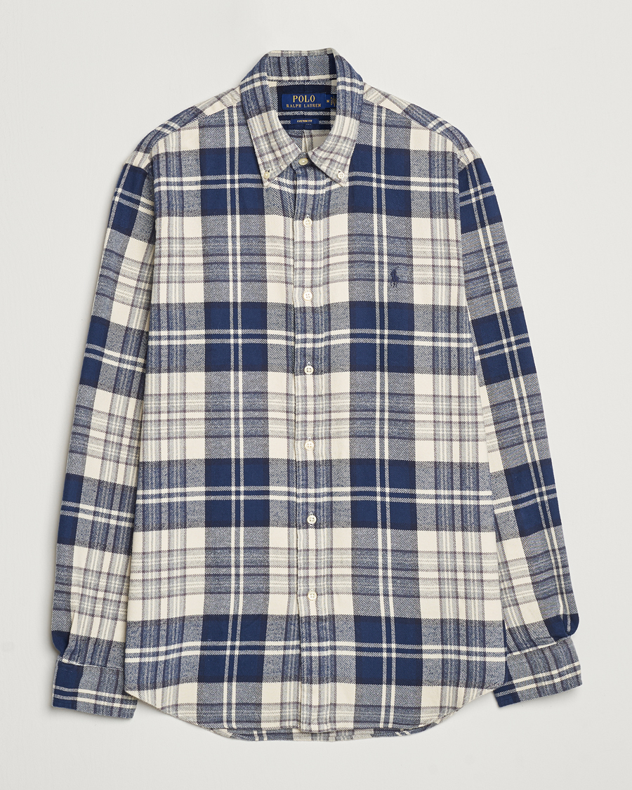 Herr | Skjortor | Polo Ralph Lauren | Custom Fit Brushed Flannel Checked Shirt Off White