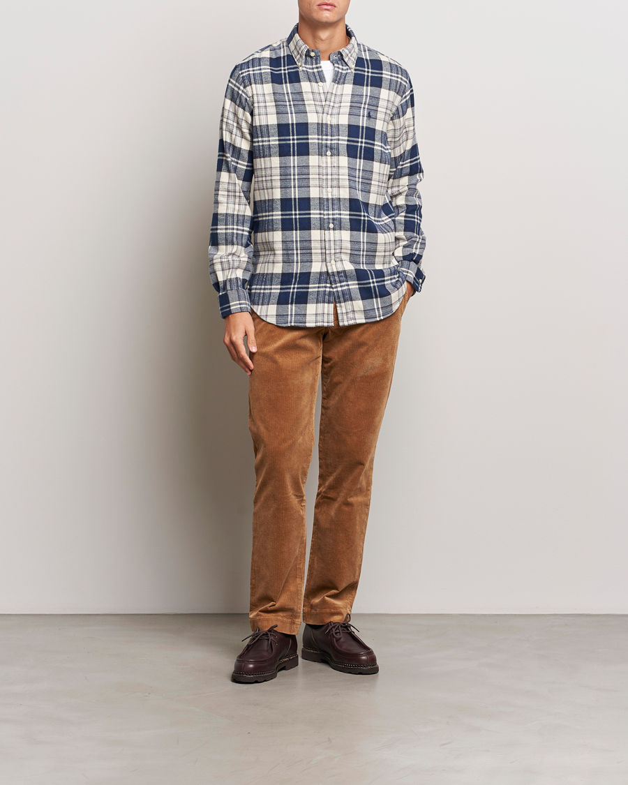 Herr | Skjortor | Polo Ralph Lauren | Custom Fit Brushed Flannel Checked Shirt Off White