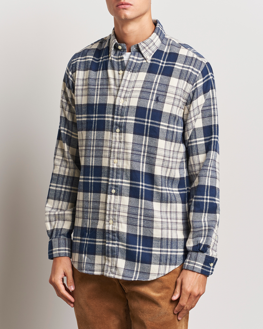 Herr | Skjortor | Polo Ralph Lauren | Custom Fit Brushed Flannel Checked Shirt Off White