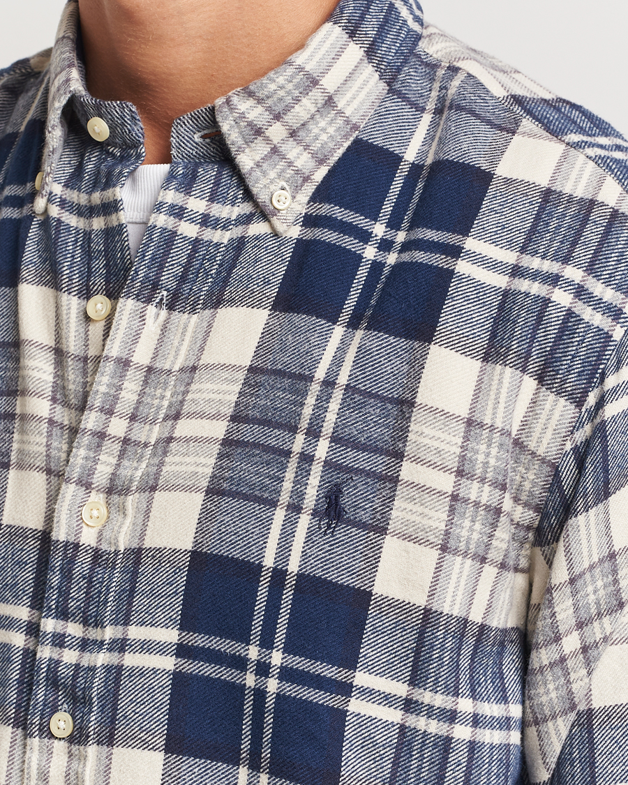 Herr | Skjortor | Polo Ralph Lauren | Custom Fit Brushed Flannel Checked Shirt Off White