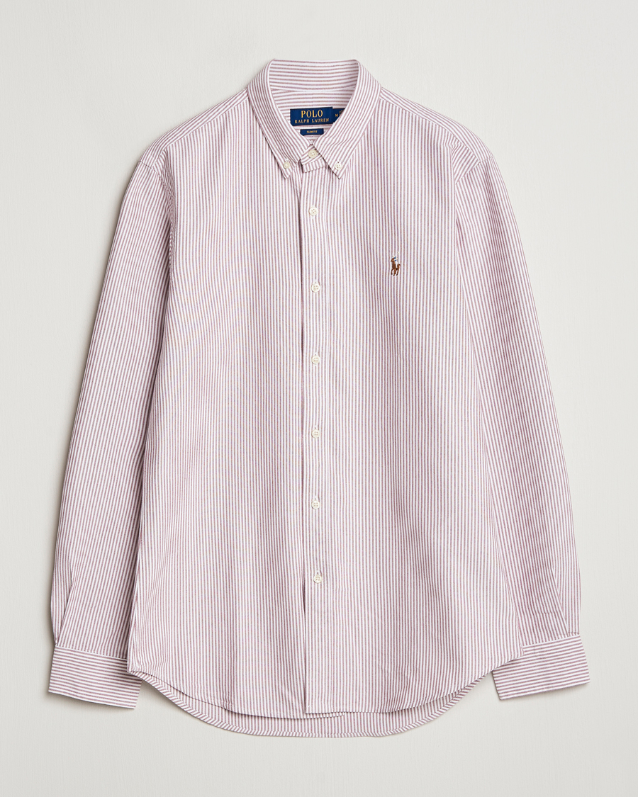 Herr | Skjortor | Polo Ralph Lauren | Slim Fit Striped Oxford Shirt Wine/White