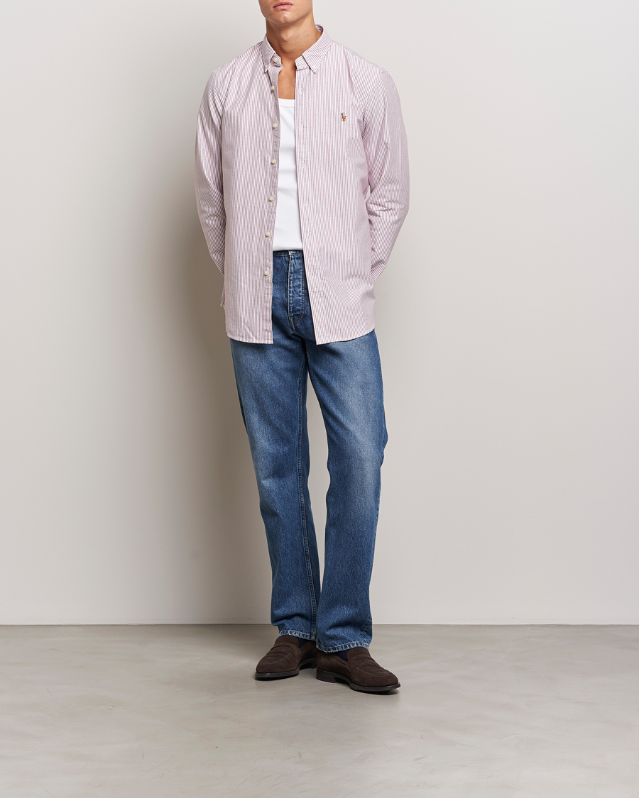 Herr | Skjortor | Polo Ralph Lauren | Slim Fit Striped Oxford Shirt Wine/White