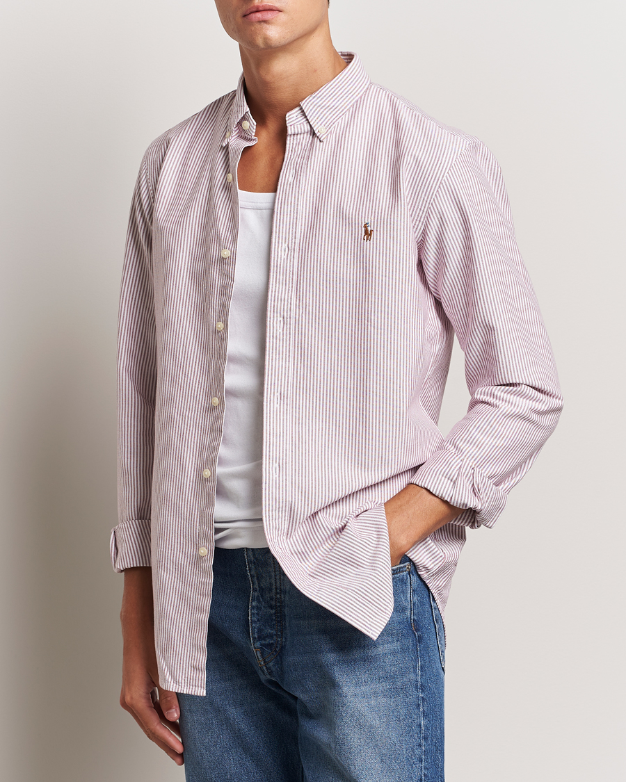 Herr | Skjortor | Polo Ralph Lauren | Slim Fit Striped Oxford Shirt Wine/White