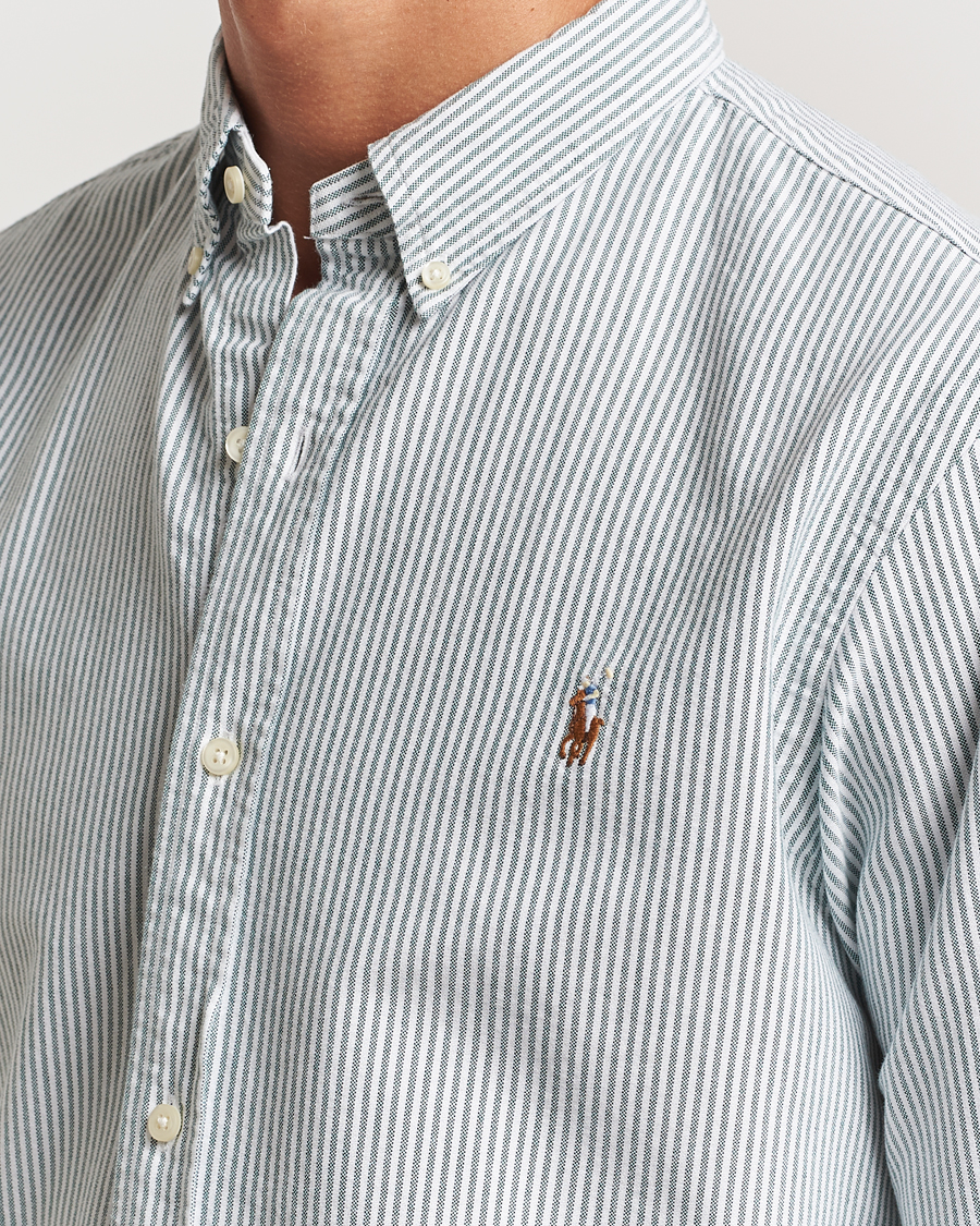 Herr | Skjortor | Polo Ralph Lauren | Slim Fit Striped Oxford Shirt Green/White