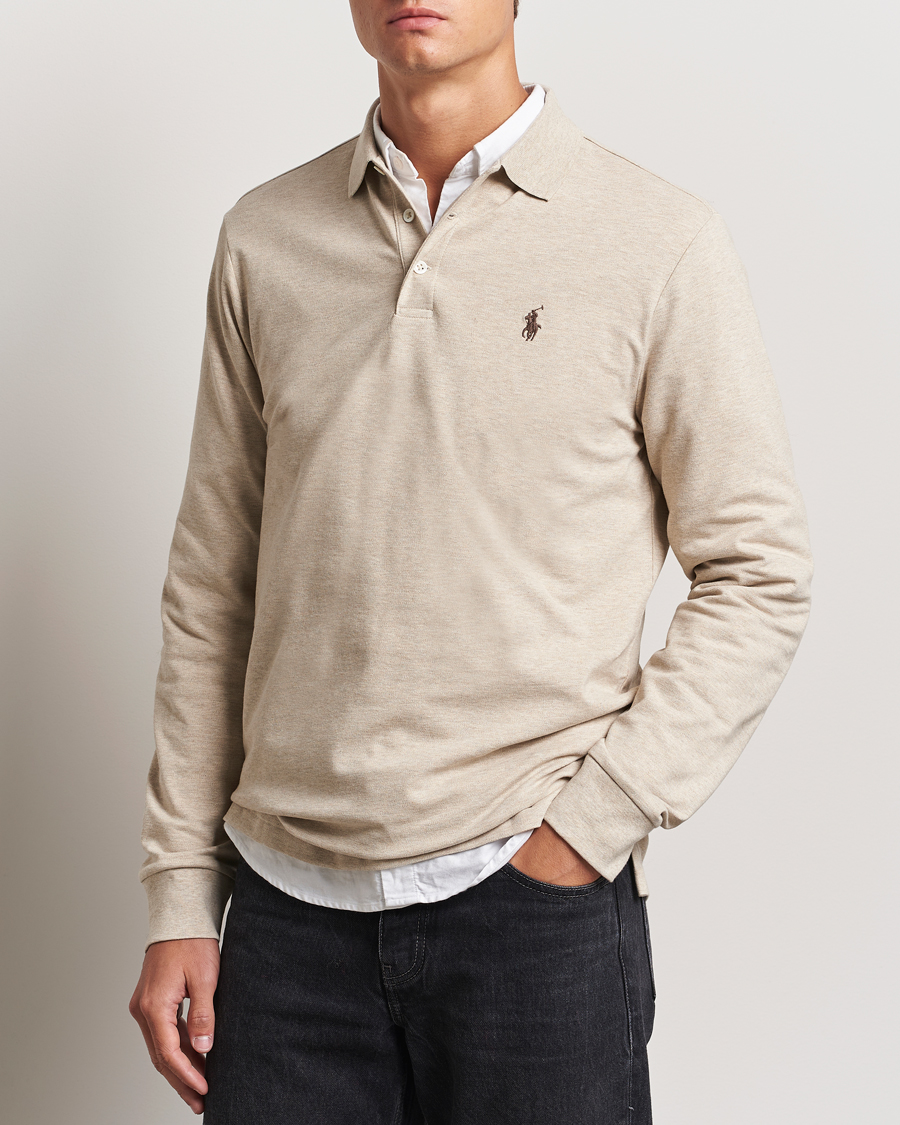 Herr | Tröjor | Polo Ralph Lauren | Custom Slim Fit Long Sleeve Polo Expedition Dune Heather