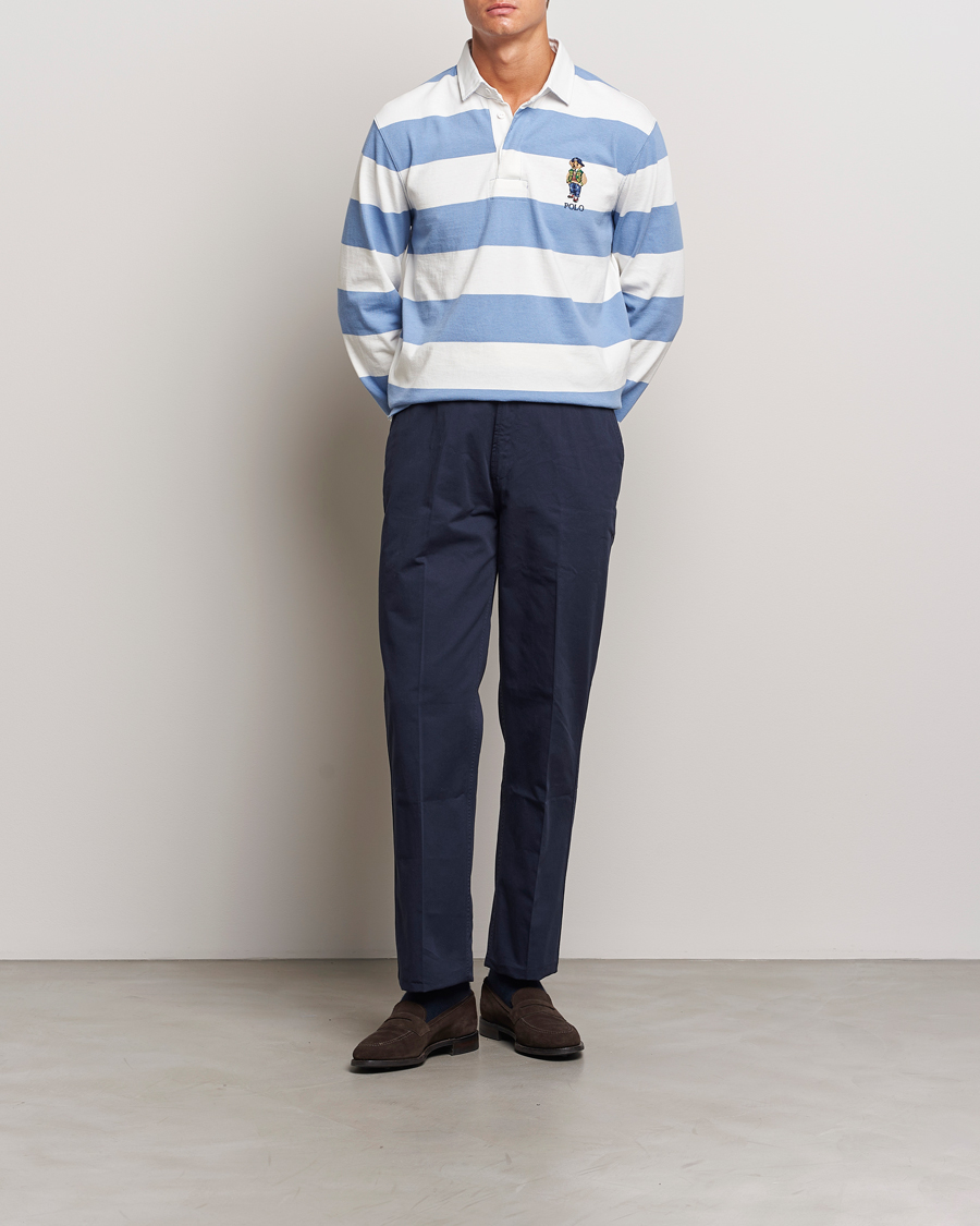Herr | Tröjor | Polo Ralph Lauren | Striped Rugby Varsity Bear Campus Blue/White