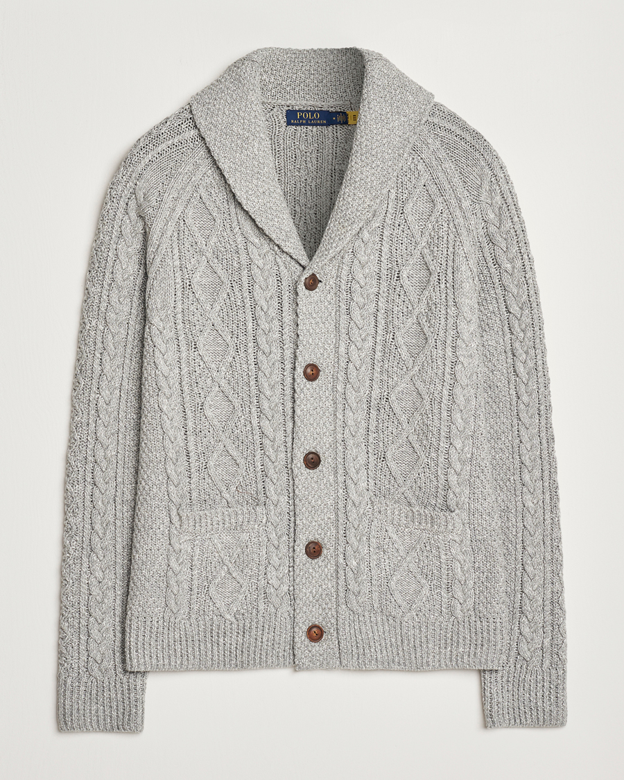 Herr | Tröjor | Polo Ralph Lauren | Cotton Shawl Cardigan Grey Combo