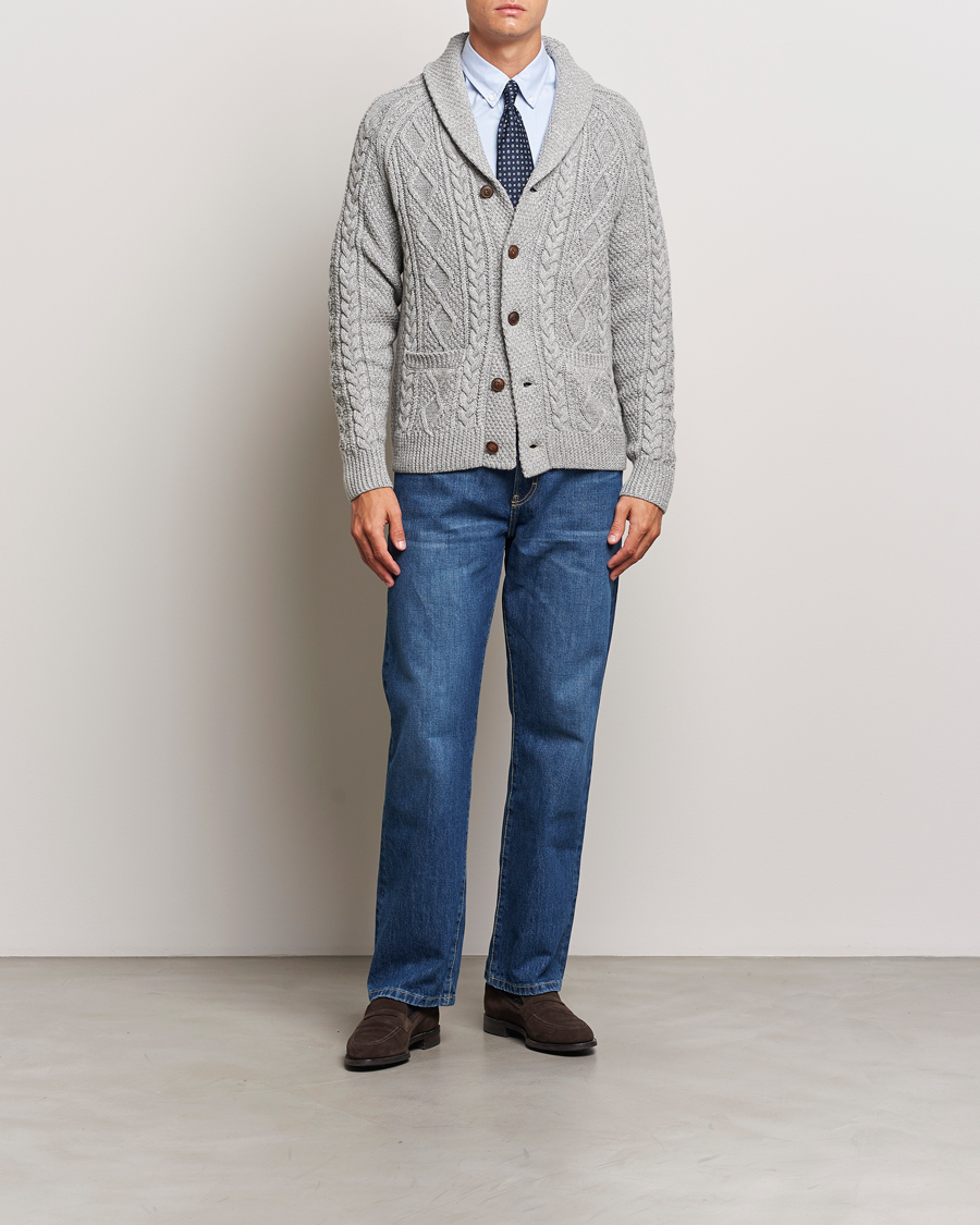 Herr | Tröjor | Polo Ralph Lauren | Cotton Shawl Cardigan Grey Combo