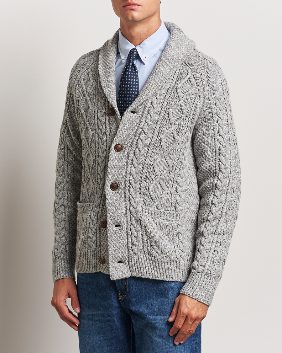 Herr | Tröjor | Polo Ralph Lauren | Cotton Shawl Cardigan Grey Combo