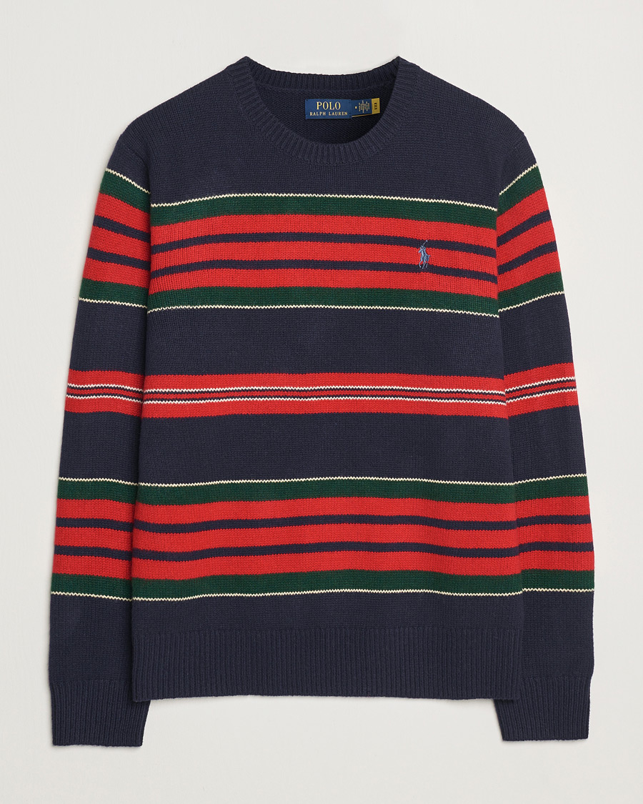 Herr | Tröjor | Polo Ralph Lauren | Wool/Cashmere Striped Sweater Hunter Navy Combo