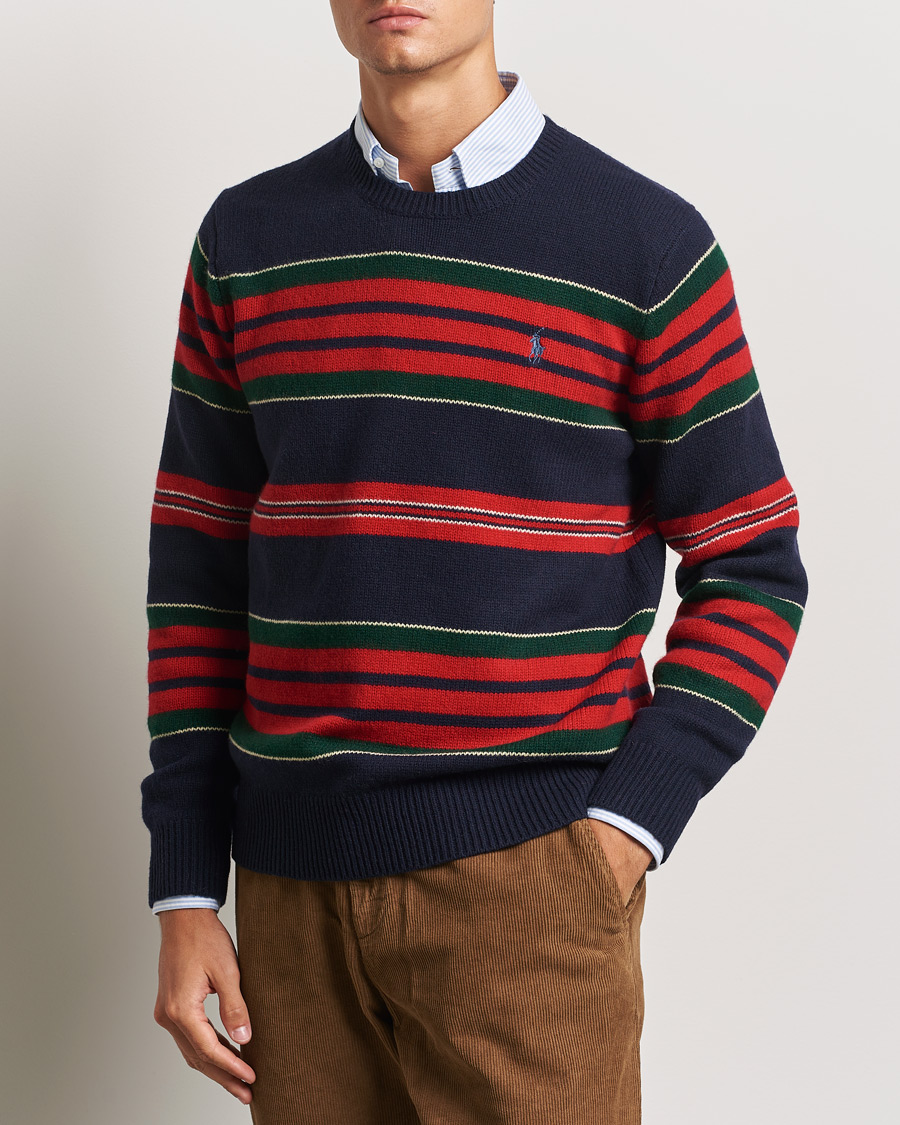 Herr | Tröjor | Polo Ralph Lauren | Wool/Cashmere Striped Sweater Hunter Navy Combo