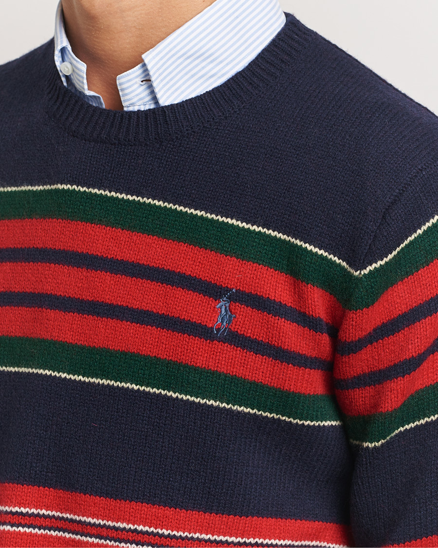 Herr | Tröjor | Polo Ralph Lauren | Wool/Cashmere Striped Sweater Hunter Navy Combo