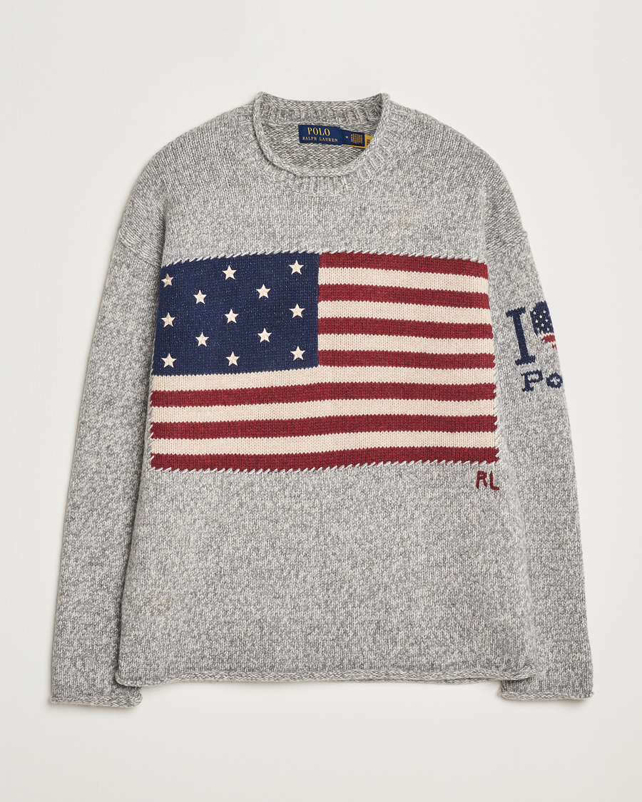 Herr | Tröjor | Polo Ralph Lauren | Wool Flag Sweater Grey Combo