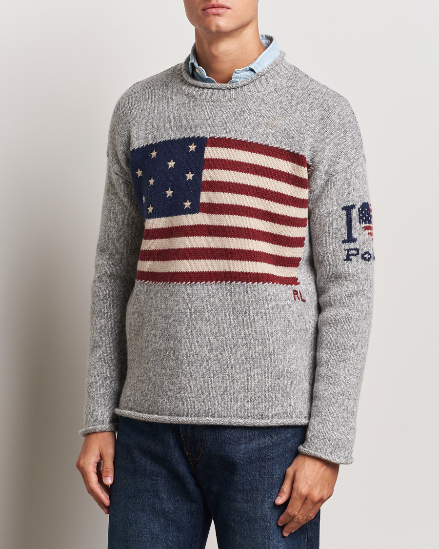Herr | Tröjor | Polo Ralph Lauren | Wool Flag Sweater Grey Combo
