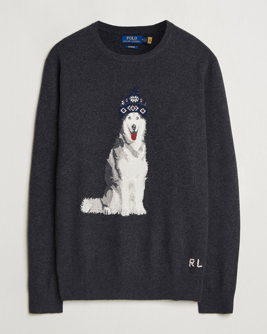 Herr | Tröjor | Polo Ralph Lauren | Holiday Dog Cashmere Sweater Dark Granite Heather