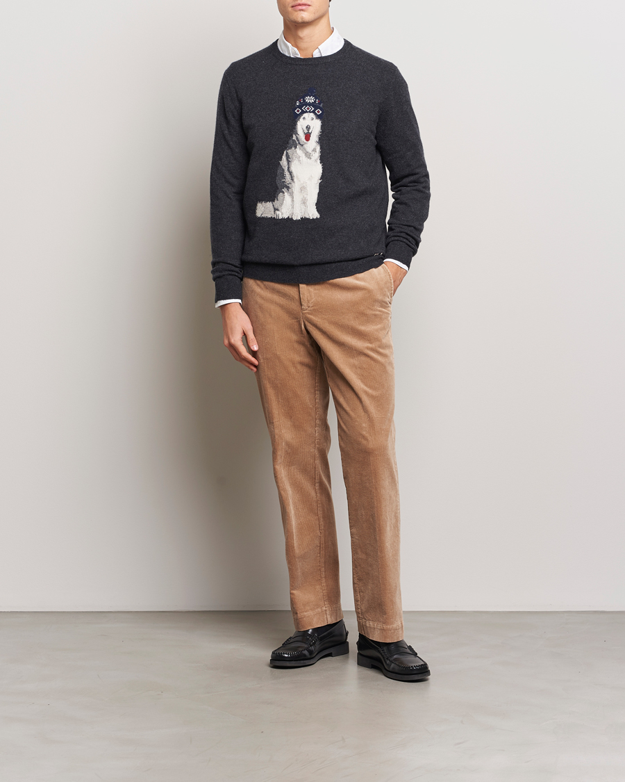 Herr | Tröjor | Polo Ralph Lauren | Holiday Dog Cashmere Sweater Dark Granite Heather