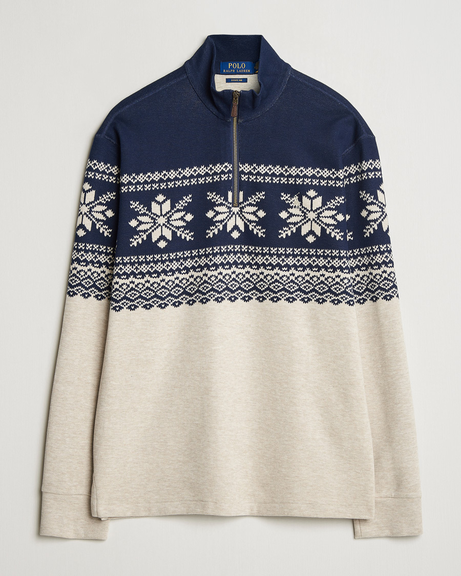 Herr | Tröjor | Polo Ralph Lauren | Half-Zip Fairisle Sweater Andres Geomatric Navy