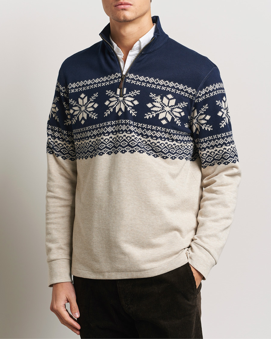 Herr | Tröjor | Polo Ralph Lauren | Half-Zip Fairisle Sweater Andres Geomatric Navy