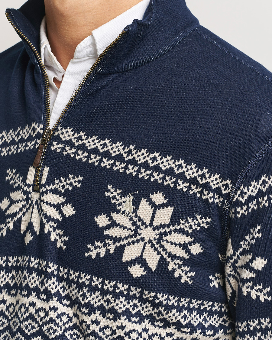 Herr | Tröjor | Polo Ralph Lauren | Half-Zip Fairisle Sweater Andres Geomatric Navy