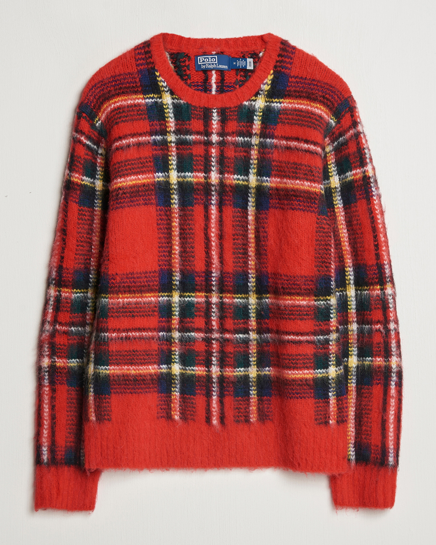Herr | Tröjor | Polo Ralph Lauren | Plaid Wool Sweater Red Combo