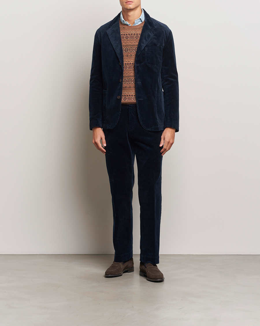 Herr | Byxor | Polo Ralph Lauren | Corduroy Pleated Trousers Aviator Navy