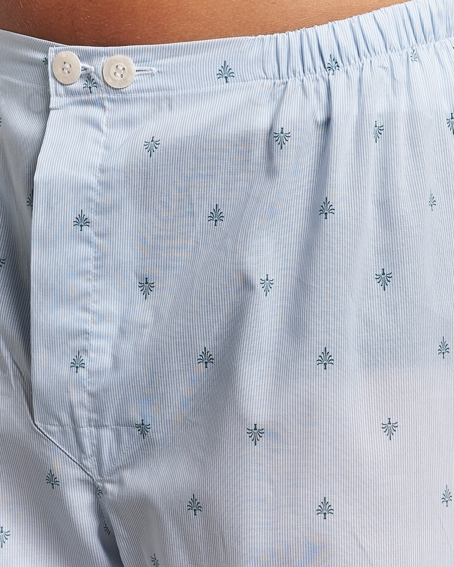 Herr | Derek Rose Piped Cotton Pyjama Set Blue | Derek Rose | Piped Cotton Pyjama Set Blue