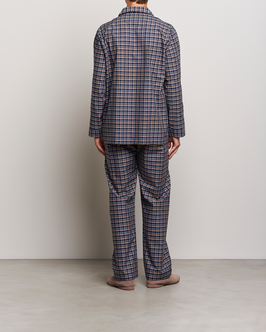 Herr | Derek Rose Cotton Checked Pyjama Set Navy | Derek Rose | Cotton Checked Pyjama Set Navy