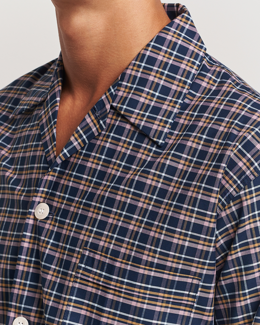 Herr | Derek Rose Cotton Checked Pyjama Set Navy | Derek Rose | Cotton Checked Pyjama Set Navy